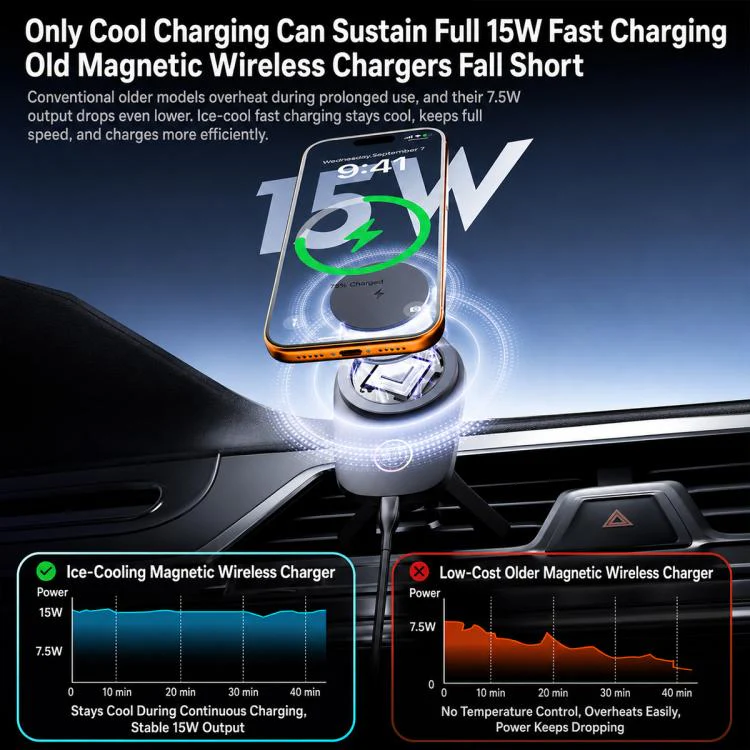 T16 Rotating Magnetic Wireless Charging Car Air Vent Phone Holder(Black) - Image 6