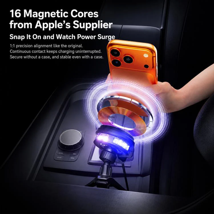 T16 Rotating Magnetic Wireless Charging Car Air Vent Phone Holder(Black) - Image 8