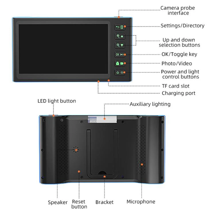 T23 5mm Dual Lenses 7 inch Screen Industrial Endoscope, Spec:10m Tube - Image 14