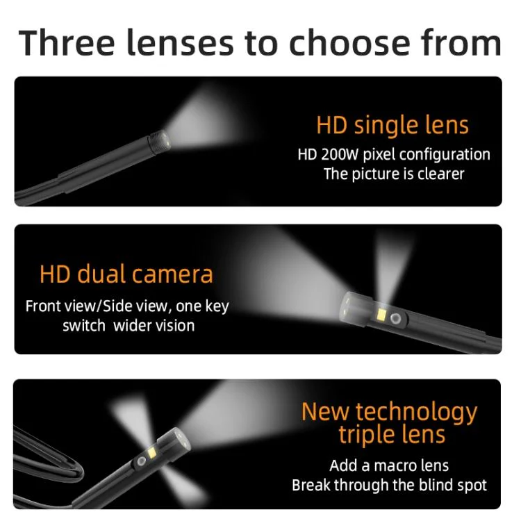 T23 5mm Dual Lenses 7 inch Screen Industrial Endoscope, Spec:10m Tube - Image 3