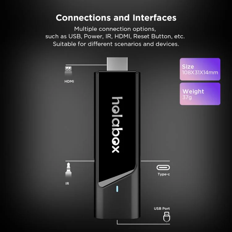 T600 HOLA BOX 4K UHD Android 11 TV Stick Amlogic S905Y4 2GB+16GB, Plug:EU Plug(White Logo) - Image 9
