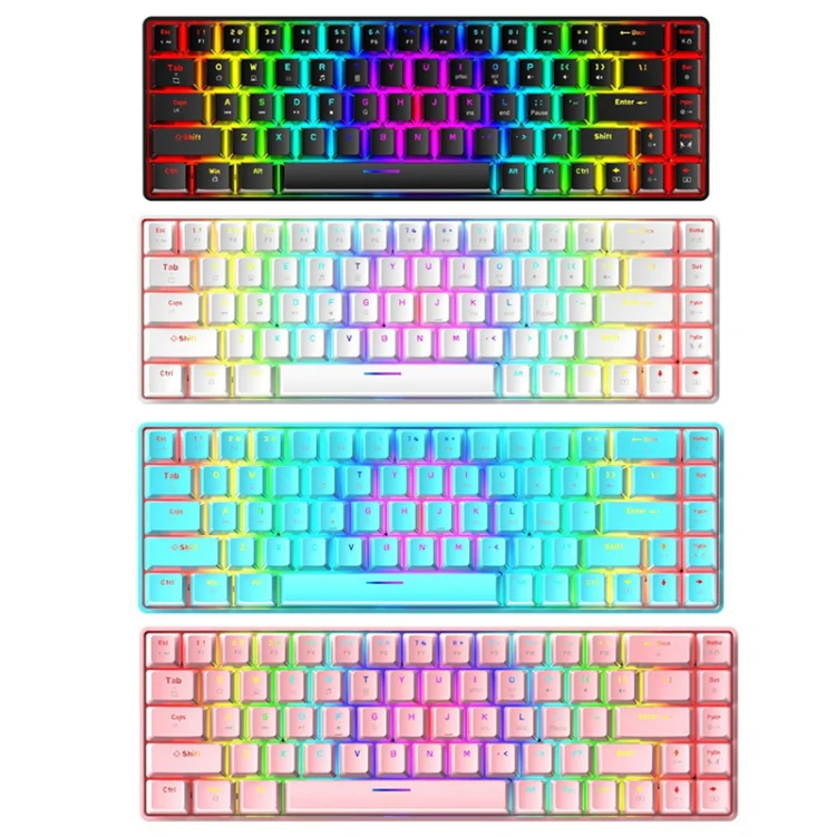 T8 68 Keys Mechanical Gaming Keyboard RGB Backlit Wired Keyboard, Cable Length:1.6m(White Green Shaft) - Image 2