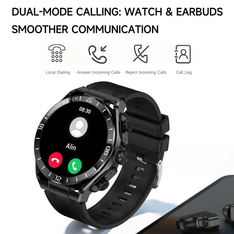 T95E 1.52-inch Display 2-in-1 Smart Sports Watch TWS Bluetooth Earphones(Black) - Image 10