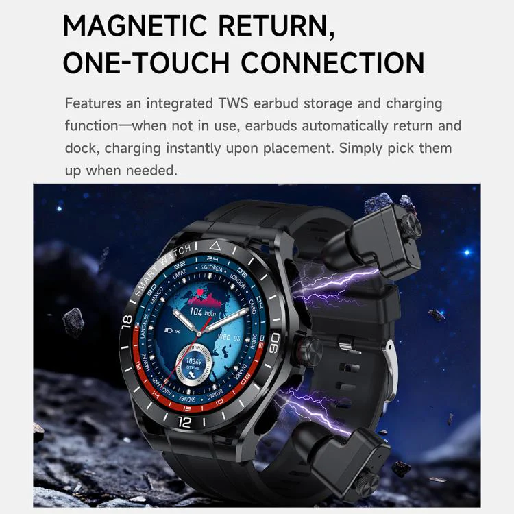 T95E 1.52-inch Display 2-in-1 Smart Sports Watch TWS Bluetooth Earphones(Black Gold) - Image 7