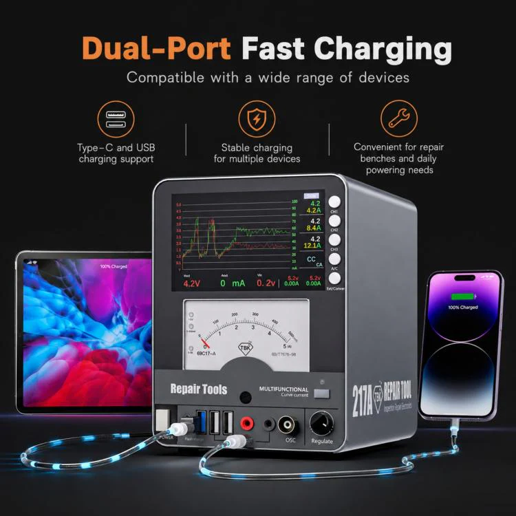 TBK 217A 30V / 5A 3-Channel Storage Curved DC Regulated Power Supply with Hyperbola Display, Plug:US Plug - Image 11