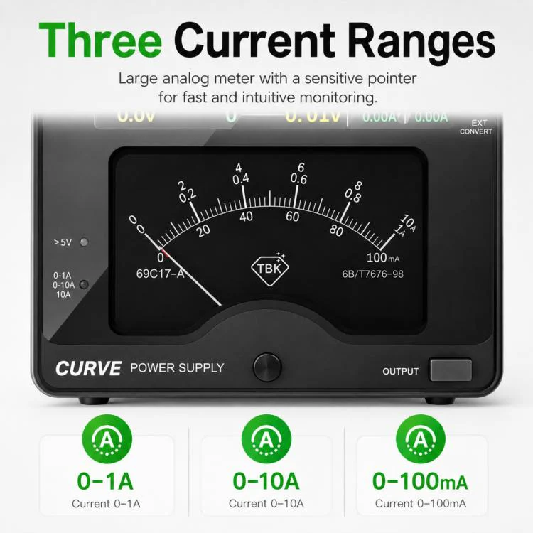 TBK TBK-218 30V / 10A Intelligent Control Curved DC Regulated Power Supply with Pointer Meter, Plug:EU Plug - Image 8