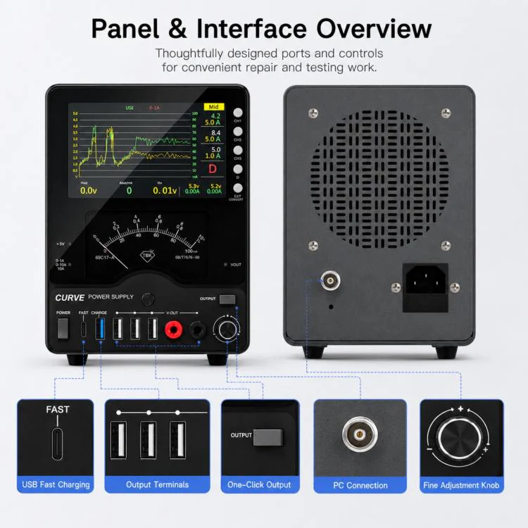 TBK TBK-218 30V / 10A Intelligent Control Curved DC Regulated Power Supply with Pointer Meter, Plug:EU Plug - Image 9