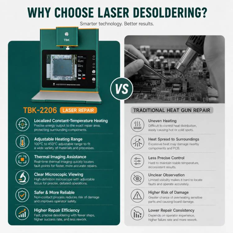 TBK TBK-2206 45W High-Power Intelligent Laser Desoldering Machine with HD Display, Plug:AU Plug - Image 4