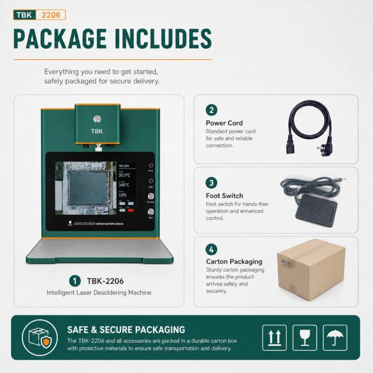 TBK TBK-2206 45W High-Power Intelligent Laser Desoldering Machine with HD Display, Plug:UK Plug - Image 12