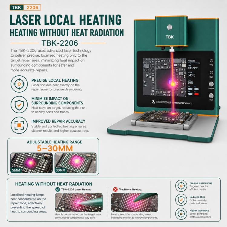 TBK TBK-2206 45W High-Power Intelligent Laser Desoldering Machine with HD Display, Plug:UK Plug - Image 5