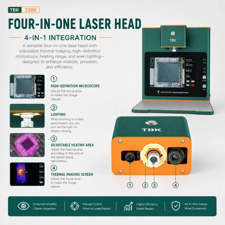 TBK TBK-2206 45W High-Power Intelligent Laser Desoldering Machine with HD Display, Plug:UK Plug - Image 7