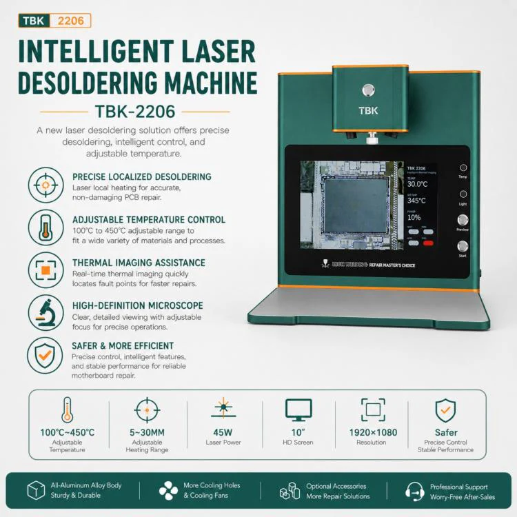 TBK TBK-2206 45W High-Power Intelligent Laser Desoldering Machine with HD Display, Plug:US Plug - Image 3