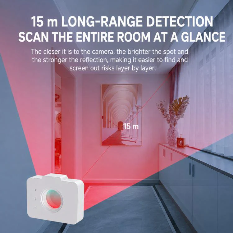 TC200 Anti-Spy Camera Detector Infrared Hotel Privacy Finder Device(Black) - Image 5