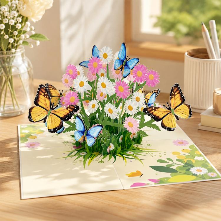 TeacherS Day 3D Paper-Cut Greeting Card(Flowers and Butterflies)
