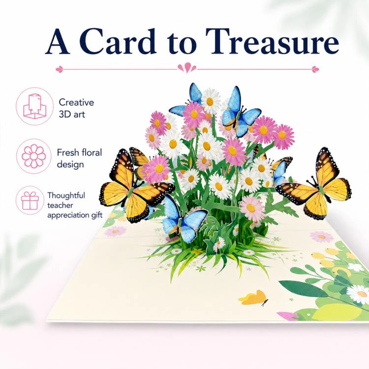 TeacherS Day 3D Paper-Cut Greeting Card(Flowers and Butterflies) - Image 10