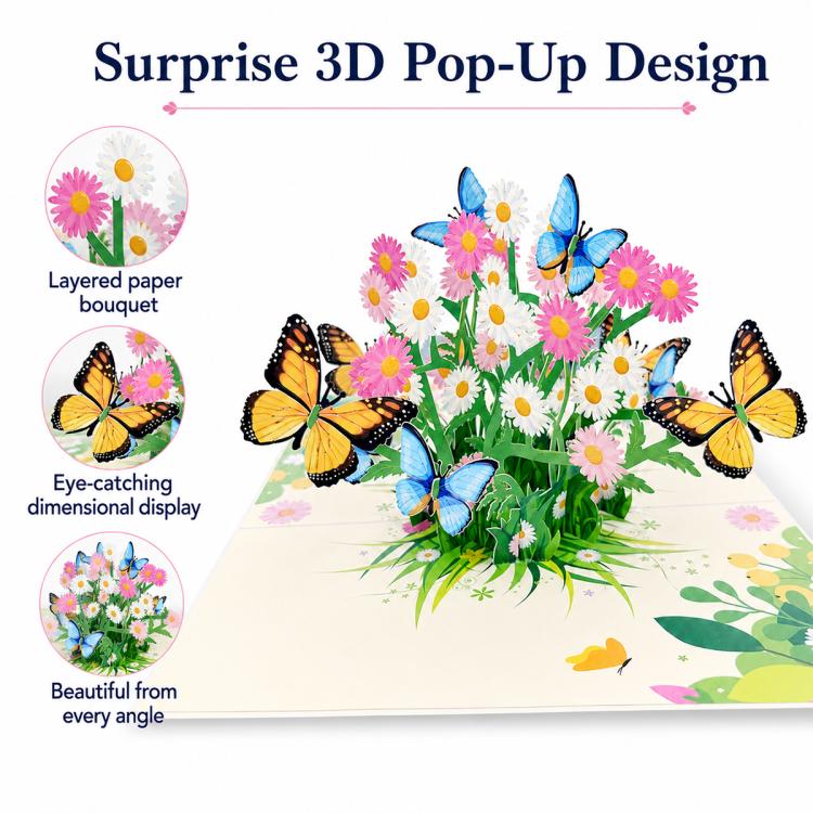 TeacherS Day 3D Paper-Cut Greeting Card(Flowers and Butterflies) - Image 3