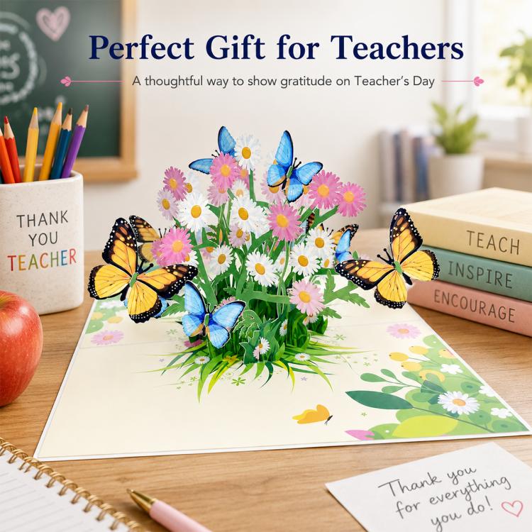TeacherS Day 3D Paper-Cut Greeting Card(Flowers and Butterflies) - Image 8