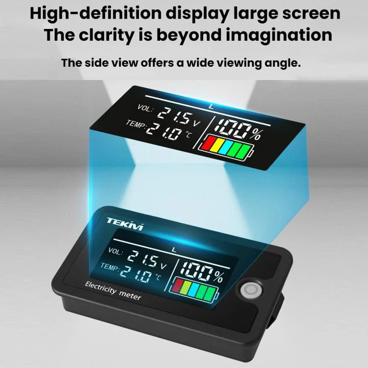 TEKM 8-100V Universal LCD Two-Wire Battery Voltage Meter with Digital Display, Model: Waterproof + Stand + Base - Image 4