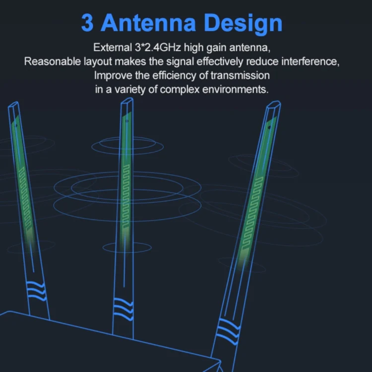 Tenda F3 Wireless 2.4GHz 300Mbps WiFi Router with 3*5dBi External Antennas(White) - Image 8