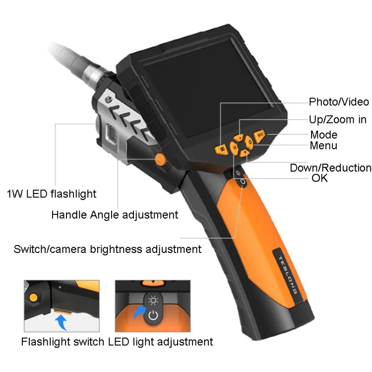 Teslong NTS300 5.5mm-3M Dual Lens Waterproof 5 Inch HD Industrial Borescope Auto Repair Tools - Image 3
