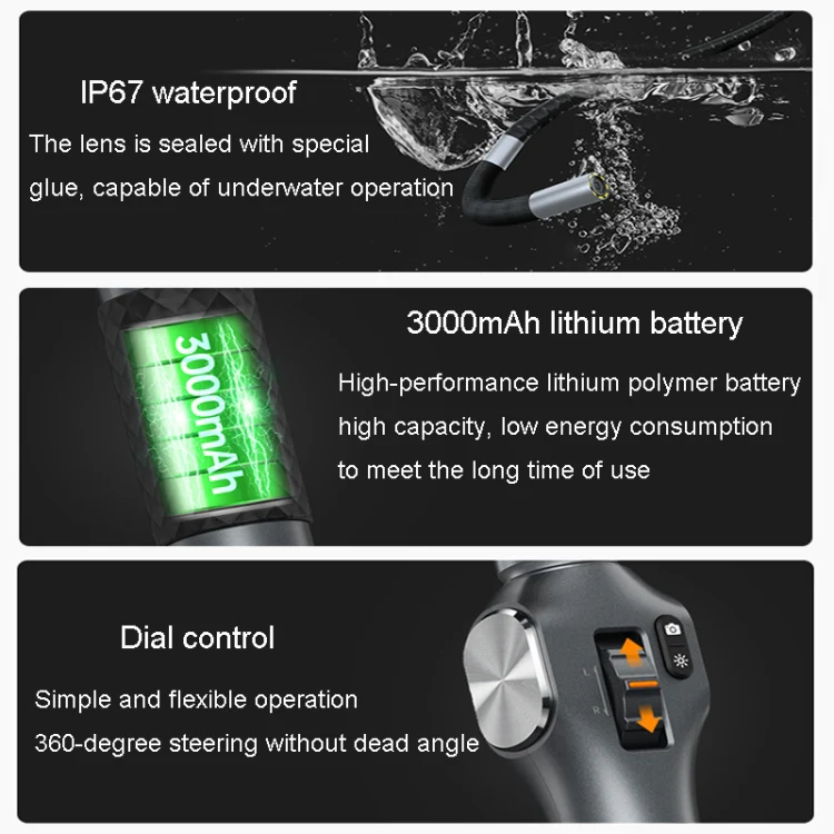 TESLONG TD500 8.5mm Lens HD 5 Inch Large Screen 360 Degree Dual Steering Borescope Industrial Components Overhaul - Image 12