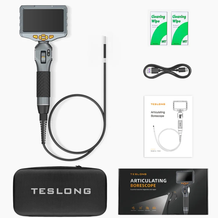 TESLONG TD500 8.5mm Lens HD 5 Inch Large Screen 360 Degree Dual Steering Borescope Industrial Components Overhaul - Image 2