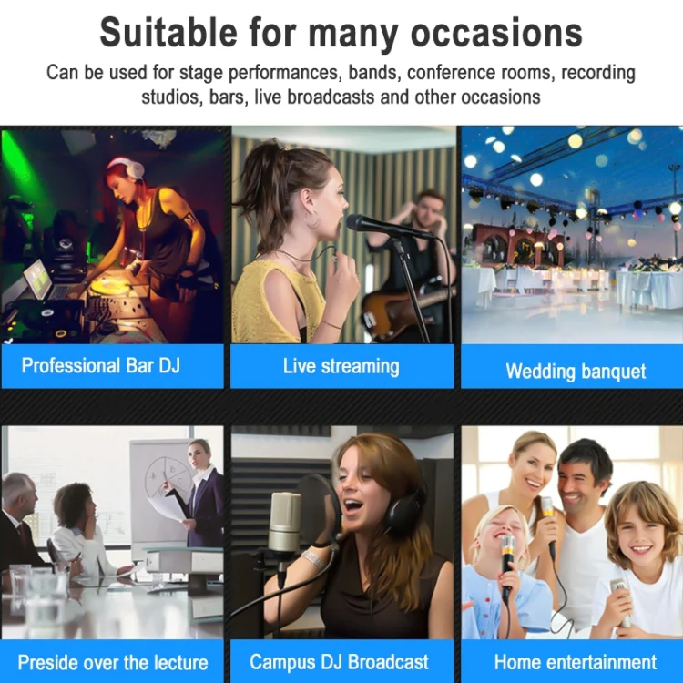 TEYUN NA4 4-channel Small Mixing Console Mobile Phone Sound Card Live Broadcast Computer Recording Console Processor, EU Plug(Black) - Image 7