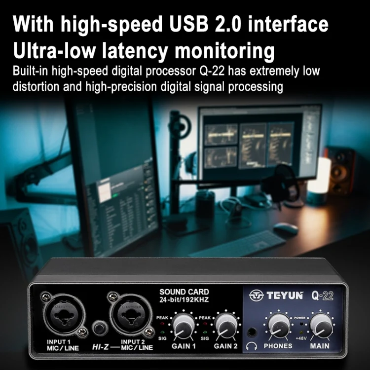 TEYUN Q-22 USB Computer Free Srive Microphone External Sound Card(Black) - Image 4