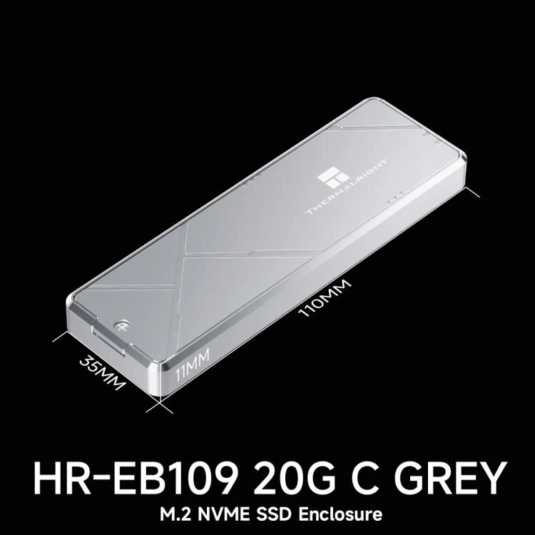 THERMALRIGHT HR-EB109 20Gbps M.2 NVMe SSD Enclosure with Type-C to Type-C Cable(Grey) - Image 16