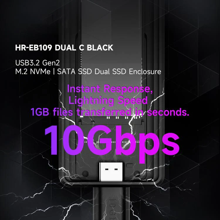 THERMALRIGHT HR-EB109 M.2 NVMe / SATA Dual Protocol SSD Enclosure with Type-C to Type-C Cable(Black) - Image 7
