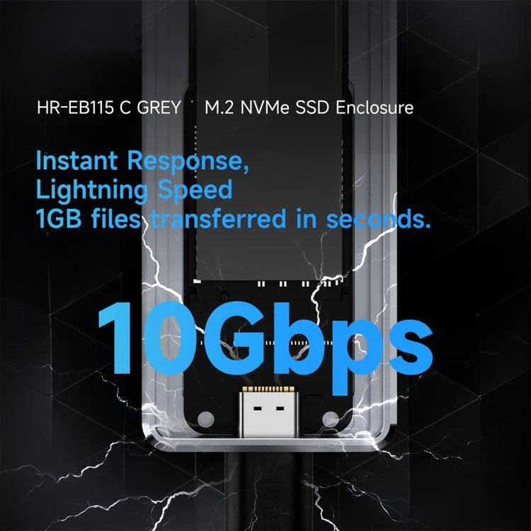 THERMALRIGHT HR-EB115 M.2 NVMe SSD Enclosure with Type-C to Type-C Cable(Grey) - Image 7