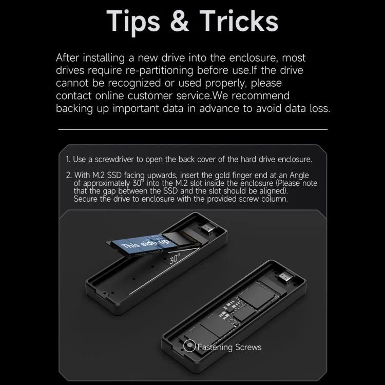THERMALRIGHT HR-EB115 M.2 NVMe SSD Enclosure with USB to Type-C Cable & Type-C to Type-C Cable(Black) - Image 13