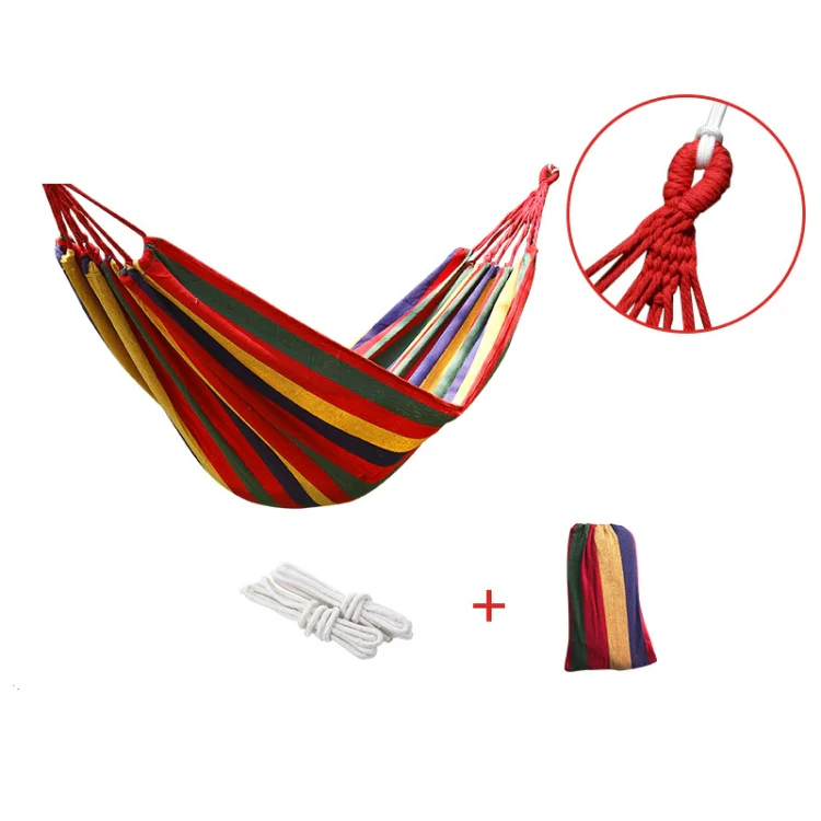 Thick Canvas Hammock Field Rollover Prevention Outdoor Hammock Swing 260x100 No Stick (Blue Stripes) - Image 3