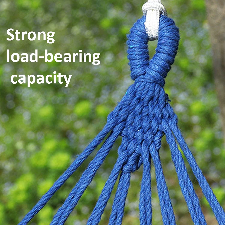 Thick Canvas Hammock Field Rollover Prevention Outdoor Hammock Swing 260x150 With Stick (Blue Stripes) - Image 5
