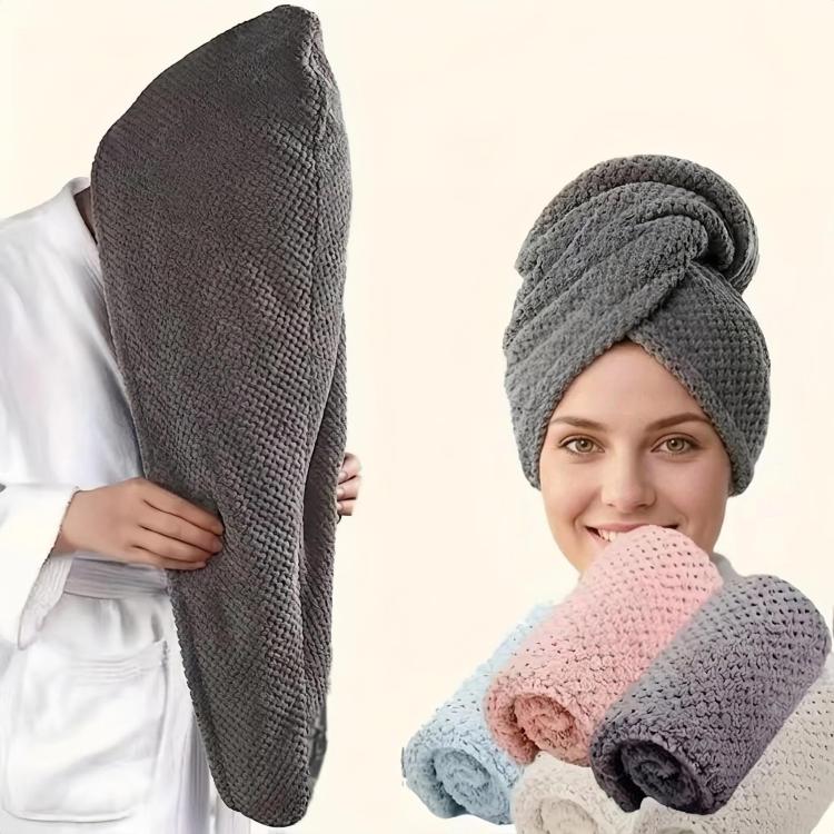 Thickened Absorbent Coral Fleece Hair Drying Cap(Beige) - Image 5