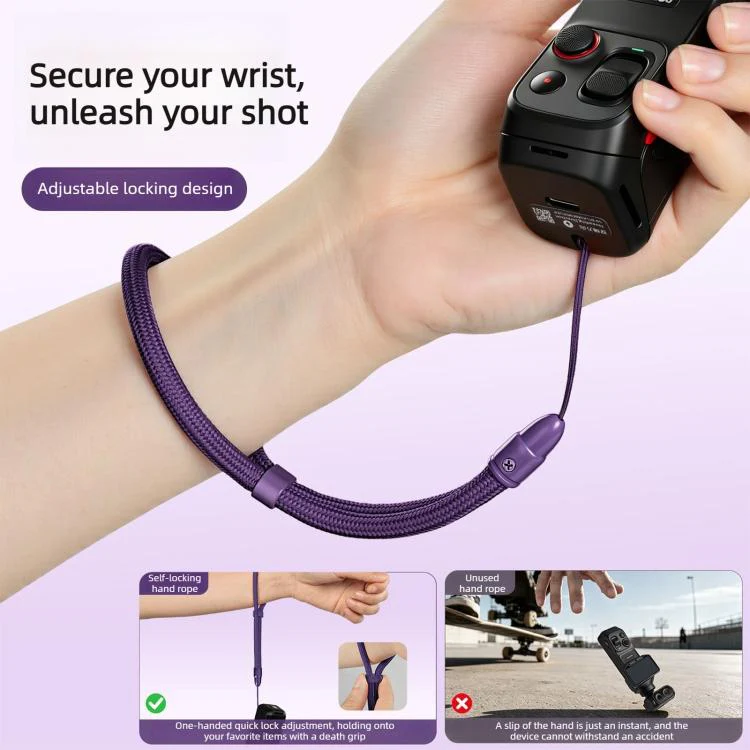Thin-Strap Style Anti-Loss Self-Locking Adjustable Camera Wrist Lanyard(Light Camel) - Image 4