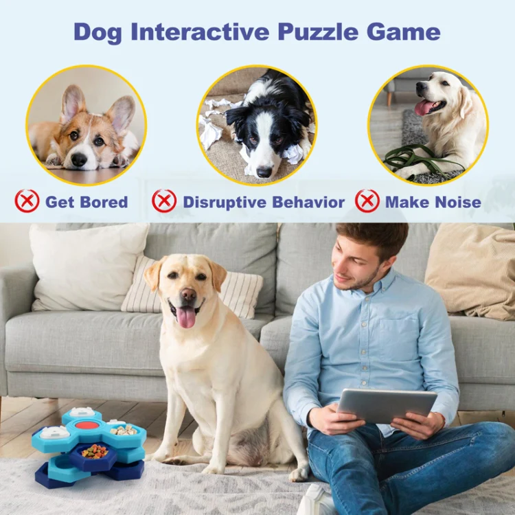 Three Layer Rotating Puzzle Pet Toys Dog Foraging Training Slow Food Tray - Image 5