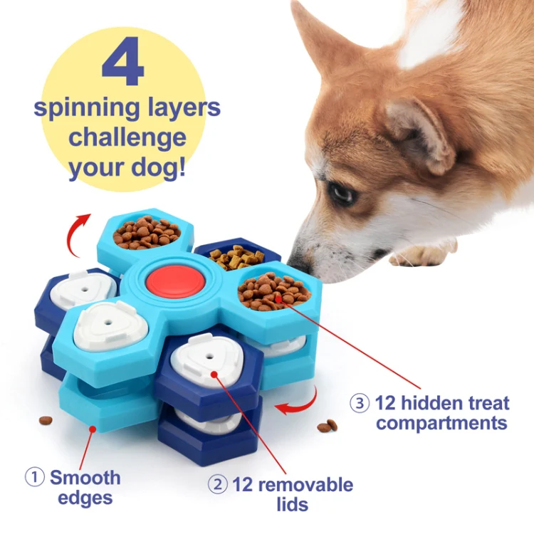 Three Layer Rotating Puzzle Pet Toys Dog Foraging Training Slow Food Tray - Image 7