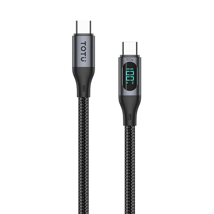 TOTU CB-7-CC-B 100W Type-C to Type-C Digital Display Braided Fast Charging Data Cable, Length:1m(Grey)