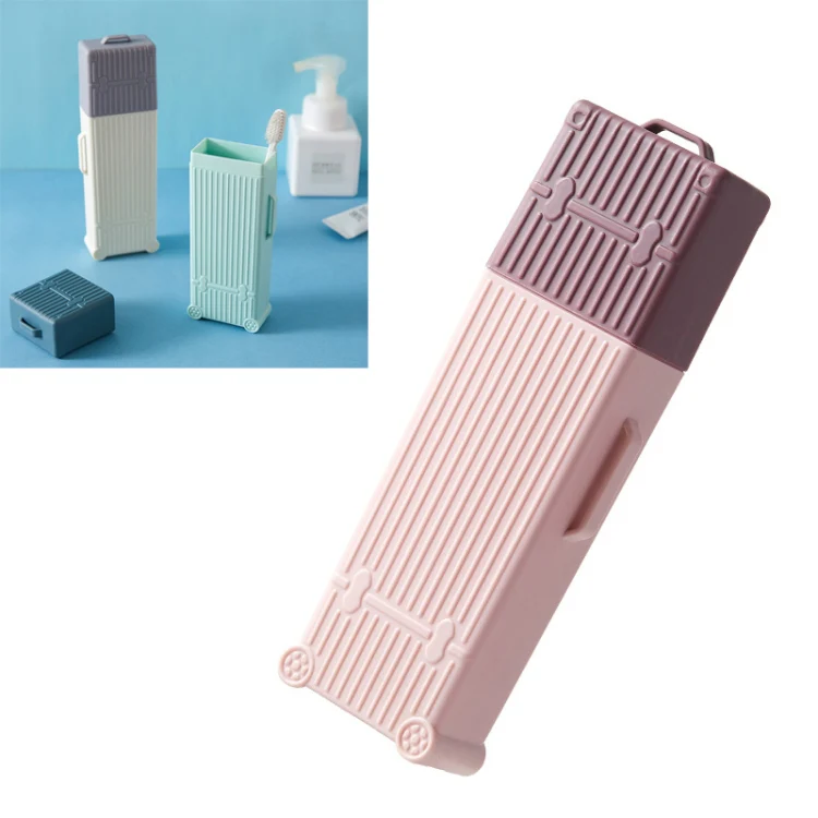 Travel Wash Cup Toothbrush Box Portable Set Creative Business Trip Tooth Storage Box(Cherry blossom powder)