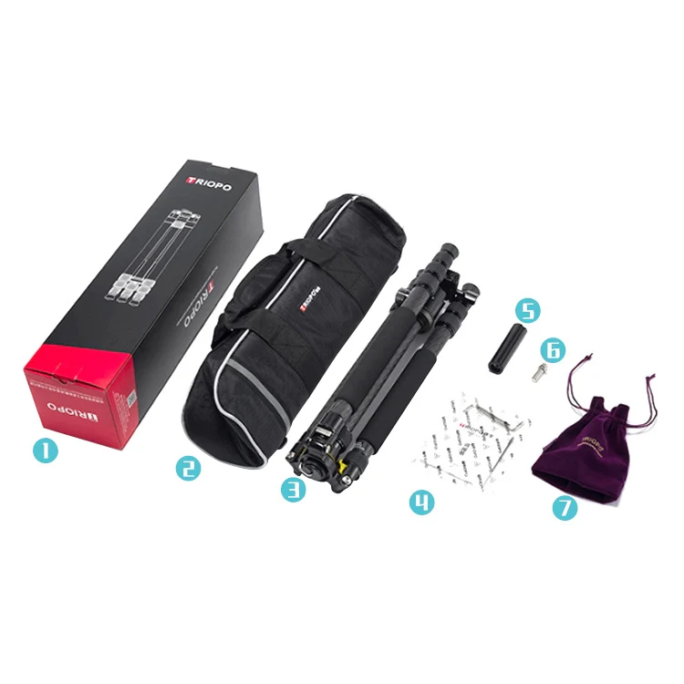 TRIOPO 853 Adjustable Portable Carbon Fiber Tripod with D2-A Ball Head for SLR Camera - Image 2
