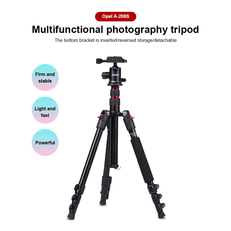 TRIOPO Oubao A-208S Adjustable Portable Aluminum Alloy Tripod with Ball Head for SLR Camera - Image 6
