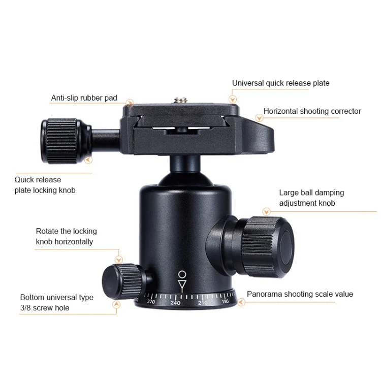 TRIOPO Oubao A-208S Adjustable Portable Aluminum Alloy Tripod with Ball Head for SLR Camera - Image 9