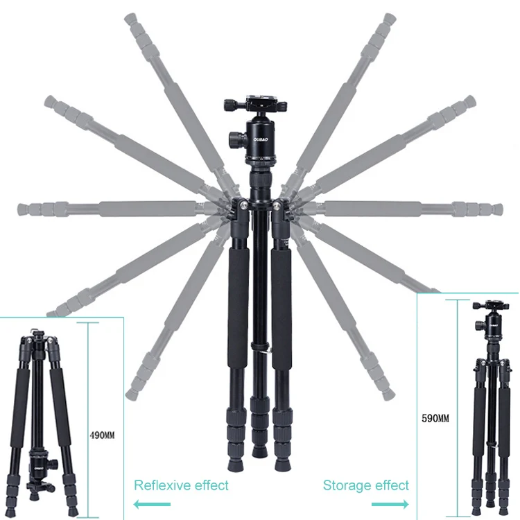 TRIOPO Oubao A-608S  Adjustable Portable  Aluminum Alloy Tripod with Ball Head for SLR Camera - Image 7