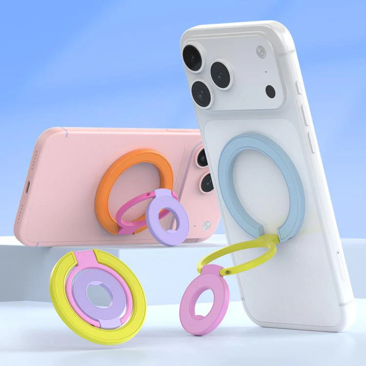 Triple Color Design 360 Degree Rotation Ring Buckle Magnetic Phone Holder(Blue White Yellow) - Image 3