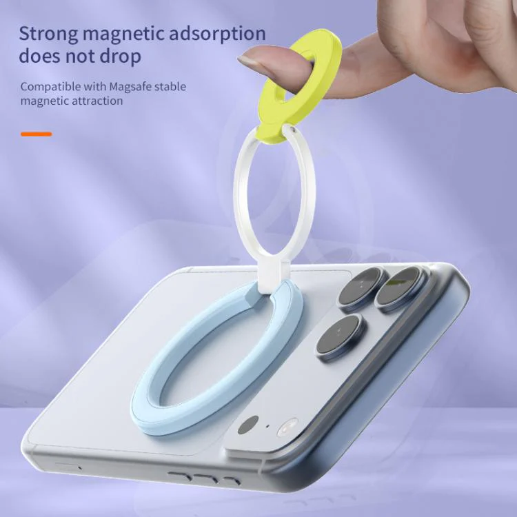Triple Color Design 360 Degree Rotation Ring Buckle Magnetic Phone Holder(White Pink Yellow) - Image 5