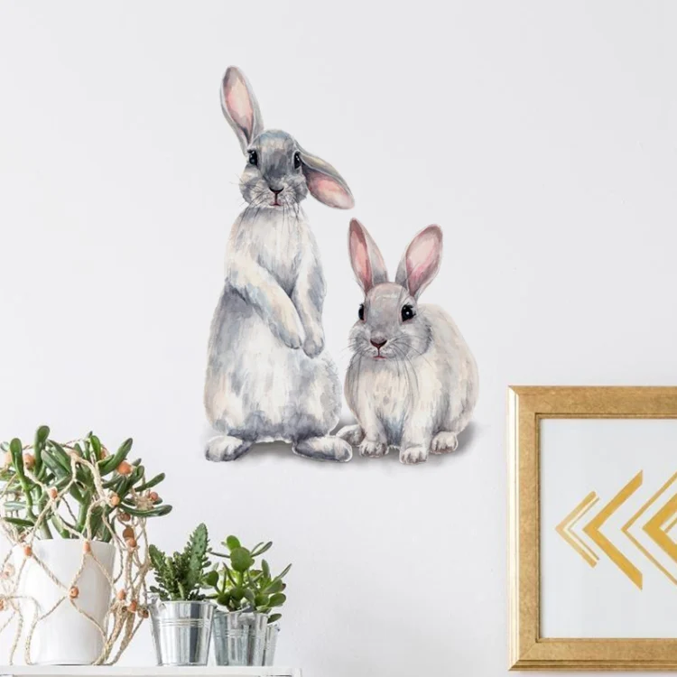 Two Rabbits Home Decoration Removable Wall Stickers - Image 4