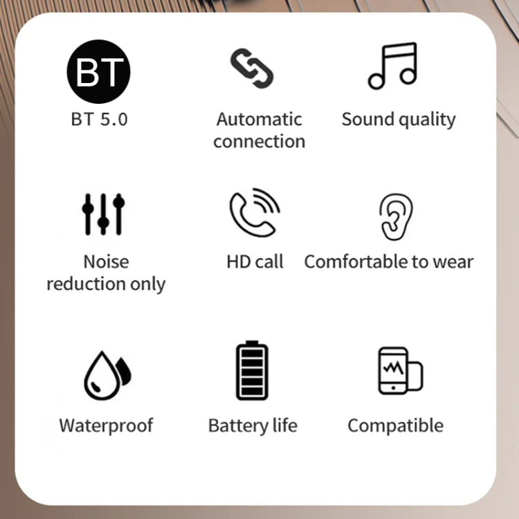 TWS Ear-Mounted LED Digital Display Noise Reduction Bluetooth Earphones With Power Bank Function(Blue) - Image 3