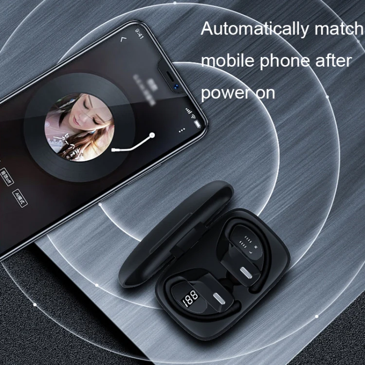 TWS Ear-mounted Noise Reduction LED Dual-battery Display Bluetooth Earphones(T16 Black) - Image 10