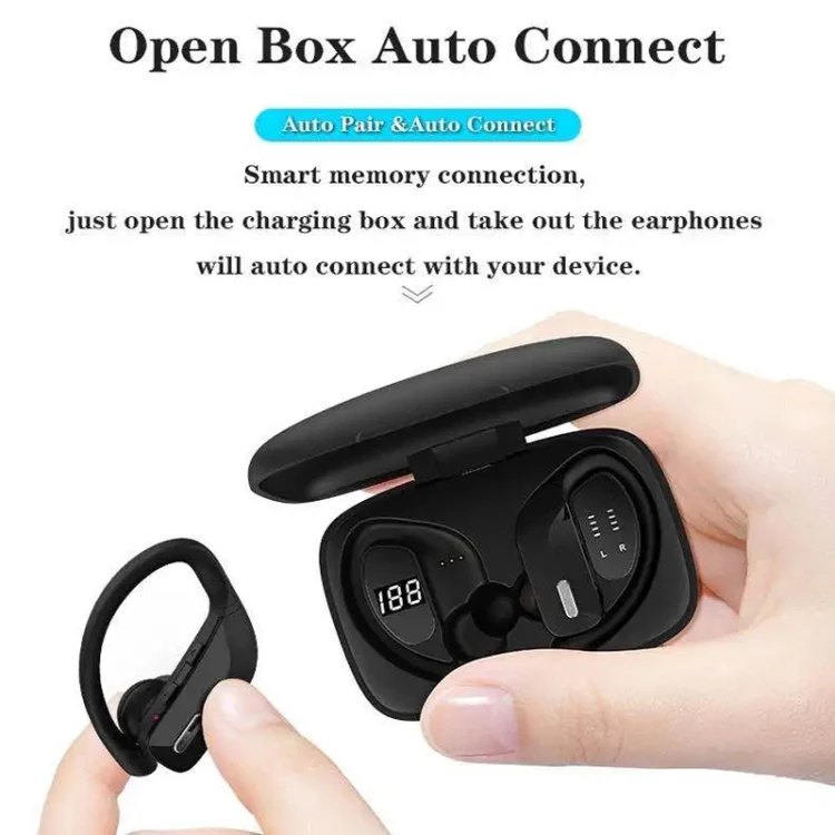 TWS Ear-mounted Noise Reduction LED Dual-battery Display Bluetooth Earphones(T17 Black) - Image 4